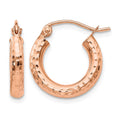14k Rose Gold 3x16mm Polished Lightweight Diamond-cut Tube Hoop Earrings, 16 x 3.25 mm