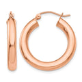 14k Rose Gold 4x25mm Polished Tube Hoop Earrings, 25 x 4 mm