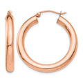 14k Rose Gold 4x30mm Polished Tube Hoop Earrings, 30 x 4 mm