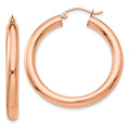 14k Rose Gold 4x35mm Polished Tube Hoop Earrings, 35 x 4 mm