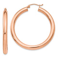 14k Rose Gold 4x40mm Polished Tube Hoop Earrings, 40 x 4 mm