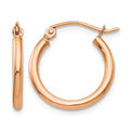 14k Rose Gold 2.5x17mm Polished Lightweight Tube Hoop Earrings, 17 x 2.5 mm