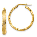 14K Satin and Polished Scalloped Edge Hoop Earrings, 27 x 3.25 mm