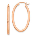 14k Rose Gold 2x30mm Polished Oval Tube Hoop Earrings, 30 x 2 mm