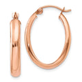 14k Rose Gold 3.75x25mm Polished Oval Tube Hoop Earrings, 26 x 3.75 mm