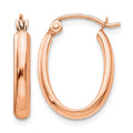 14k Rose Gold 2.75x18mm Polished Oval Tube Hoop Earrings, 18.25 x 2.75 mm