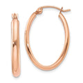 14k Rose Gold 2.75x23.5mm Polished Oval Tube Hoop Earrings, 23.5 x 2.75 mm