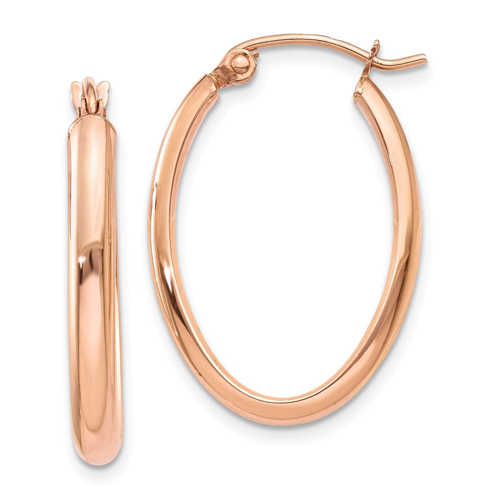 14k Rose Gold 2.75x23.5mm Polished Oval Tube Hoop Earrings, 23.5 x 2.75 mm