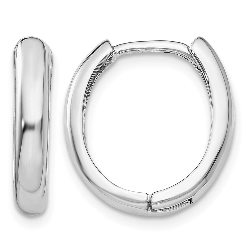 14k White Gold Hinged Hoop Earrings, 10 x 4 mm