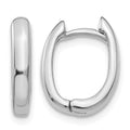 14k White Gold Oval Hinged Hoop Earrings, 13.25 x 3 mm