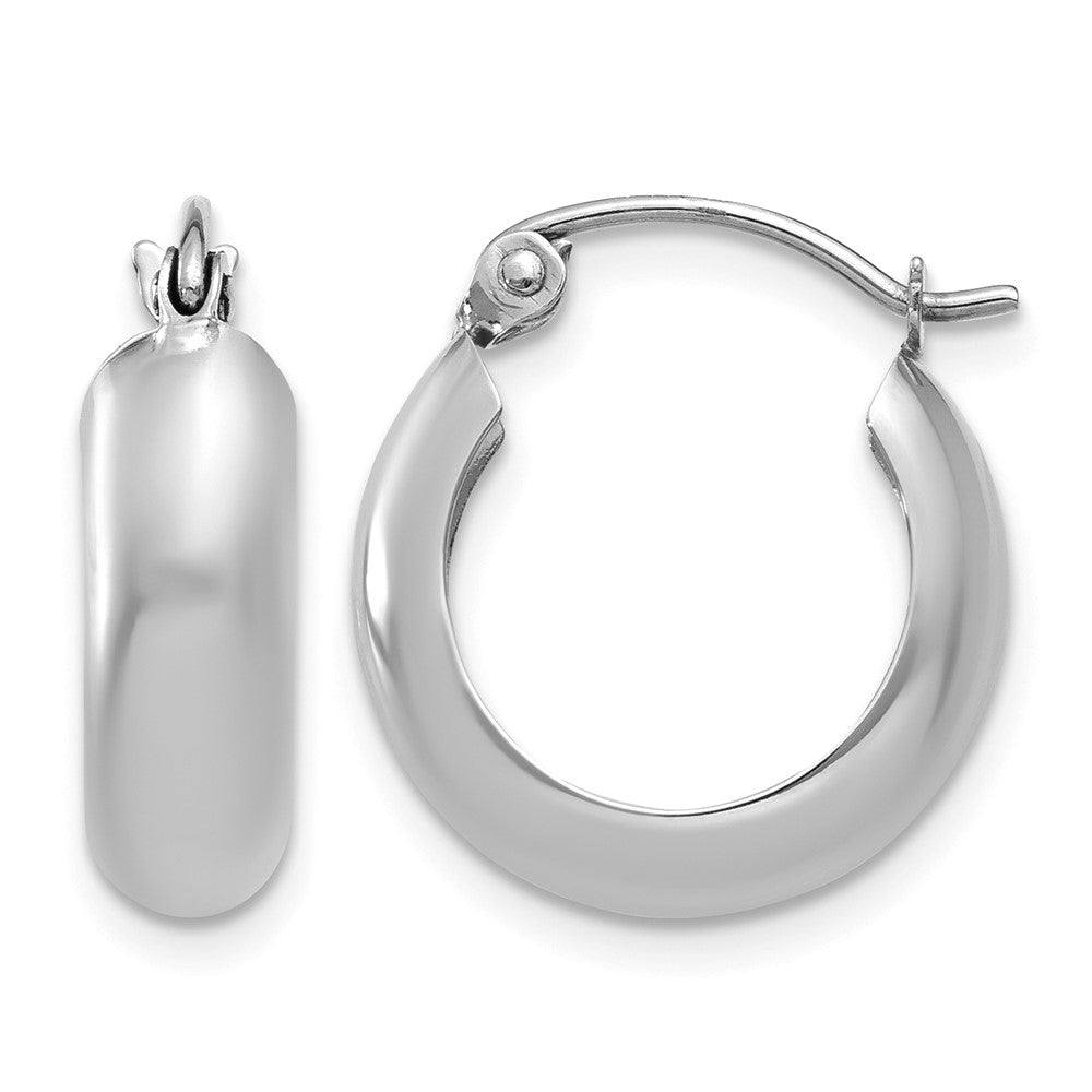 14k White Gold 4.75x16mm Polished Round Hoop Earrings, 15 x 4.75 mm