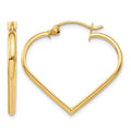 14k Polished 2mm Heart Hoop Earrings, 23 x 2 mm