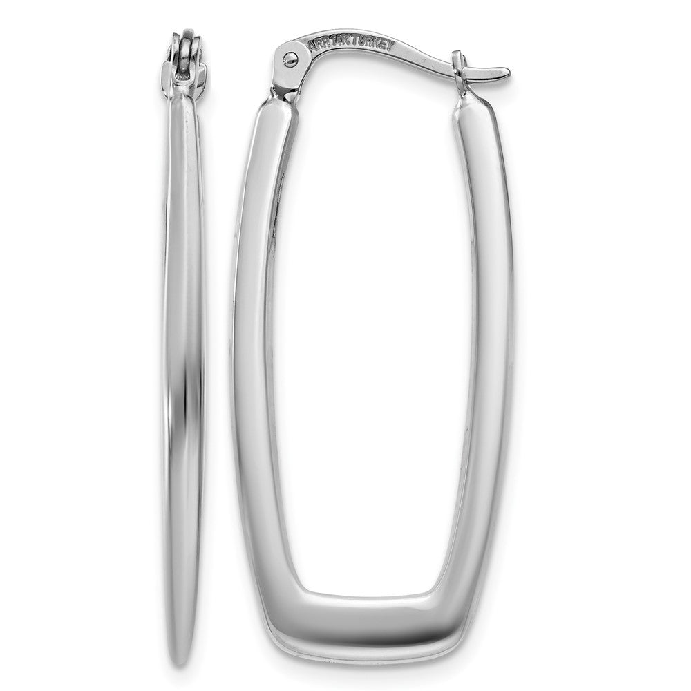 14k White Gold 2.25x31mm Polished Rectangle Tube Hoop Earrings, 33 x 2.25 mm