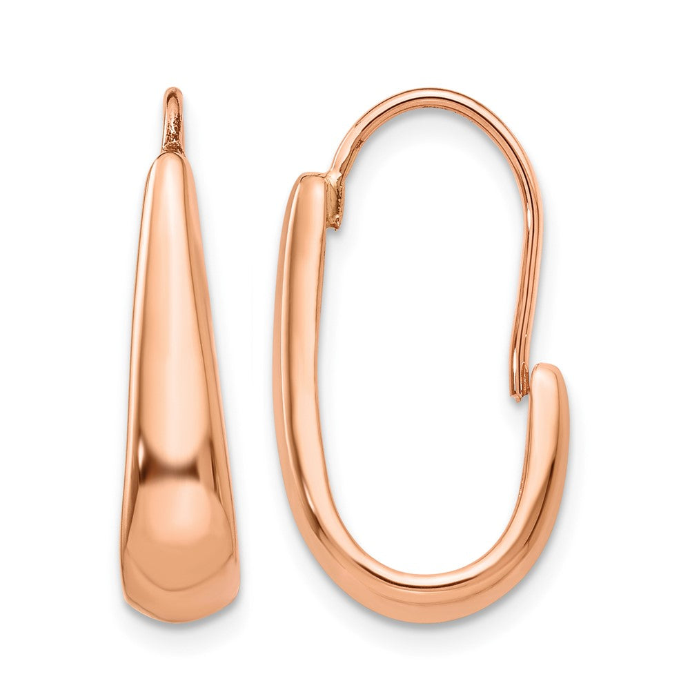 14k Rose Gold Polished Tapered J-Hoop Wire Earrings, 8 x 5 mm