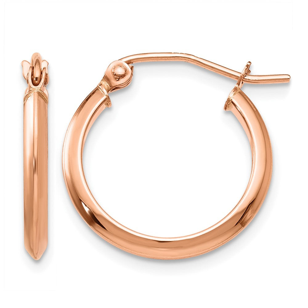 14k Rose Gold 2.5x12mm Polished Knife-Edge Tube Hoop Earrings, 12 x 2.5 mm