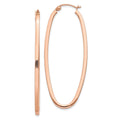 14k Rose Gold 2x53mm Polished Square-Tube Oval Hoop Earrings, 53 x 23 mm