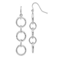 14k White Gold Diamond-cut Circles Dangle French Hook Earrings, 55 x 10 mm