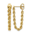 14K Polished 2.5mm Hollow Rope Chain Dangle Post Earrings, 28 x 8 mm