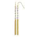 14K Two-tone Faceted Beads with Tassel Dangle French Hook Earrings, 70 x 5 mm
