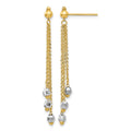 14K Two-tone Faceted Beads and Cable Chain Dangle Post Earrings, 43 x 3 mm