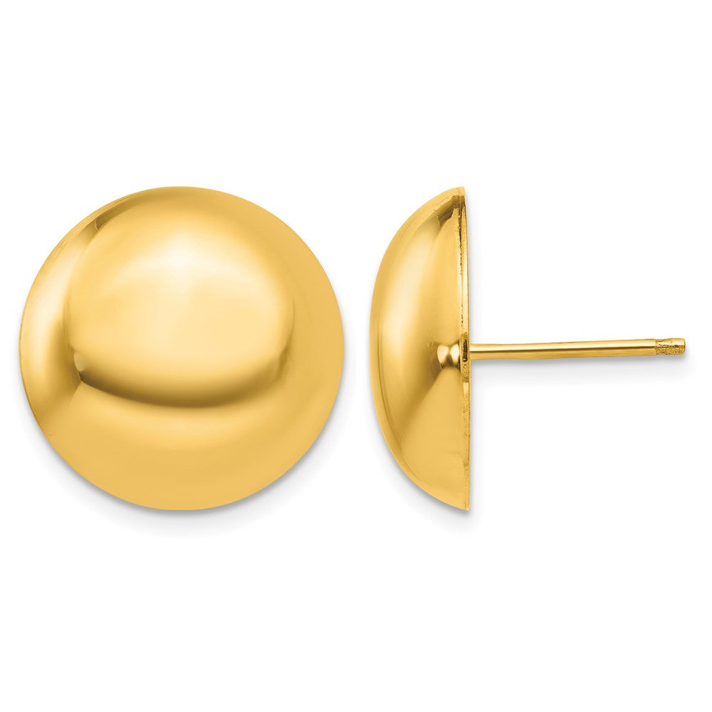 14k 15.50mm Polished Button Post Earrings, 15.5 x 15.5 mm