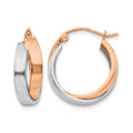 14k Rose and White Gold Polished Oval Hoop Earrings, 17.5 x 7 mm