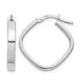 14K White Gold 3x27mm Flat Edge Square Tube Hoop Earrings, 27.25 x 3 mm