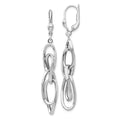 14K White Gold Polished Twisted Link Dangle Leverback Earrings, 51 x 7 mm
