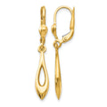 14K Polished Open Teardrop Dangle Leverback Earrings, 36 x 5 mm