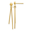 14k Polished Two Bars Dangle Post Earrings, 38 x 3 mm