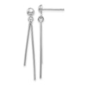 14k White Gold Polished Two Bars Dangle Post Earrings, 38 x 3 mm