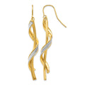 14k Polished Glitter-Infused Spiral Dangle French Hook Earrings, 60 x 4 mm