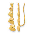 14k Graduated Hearts Polished Ear Climber Earrings, 22.9 x 5 mm