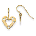 14k Gold Polished Cut-out Heart Dangle Earrings, 18 x 12.85 mm