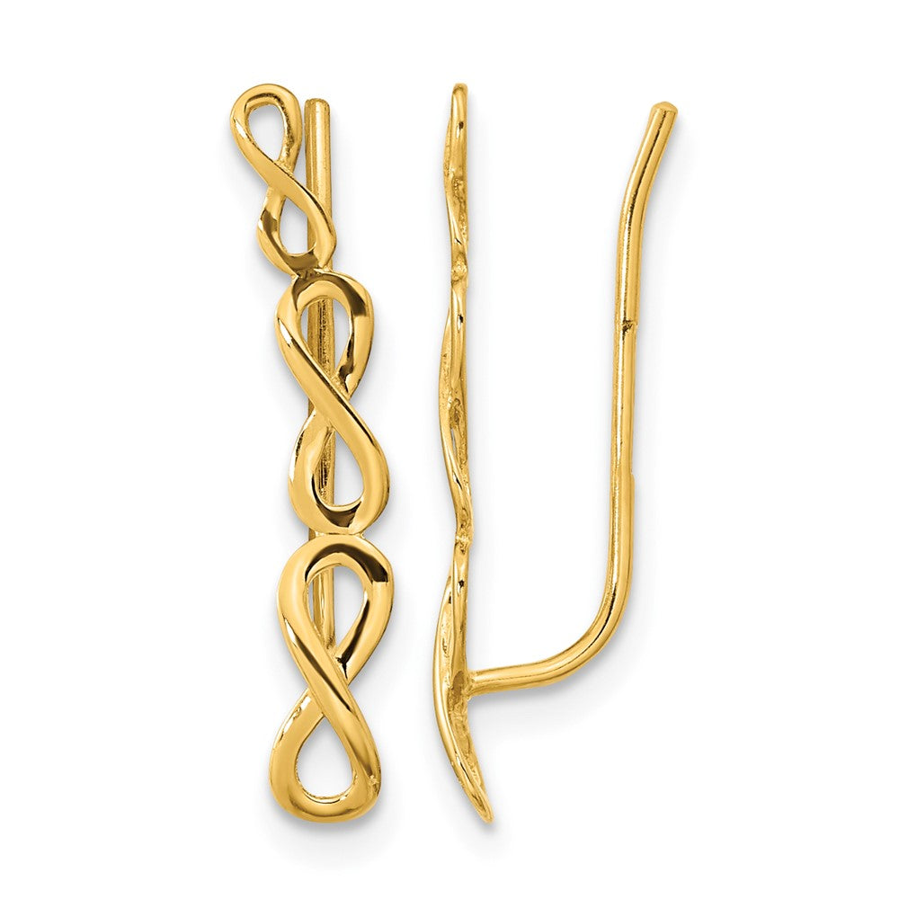 14k Polished Infinity Ear Climber Earrings, 22 x 3.6 mm
