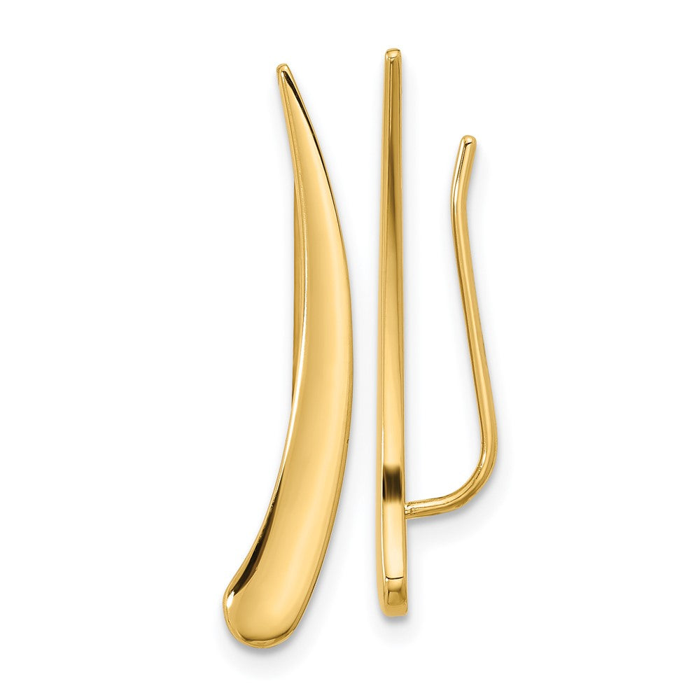 14k Polished Pointed Ear Climber Earrings, 28 x 3.8 mm