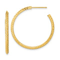 14k 2x25mm Polished Diamond-cut Round Hoop Post Earrings, 31 x 30.25 mm