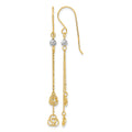 14k Two-tone Polished Diamond-cut Love Knot Dangle French Hook Earrings, 54 x 5 mm