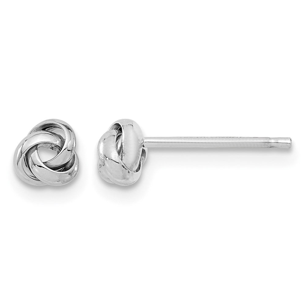 14k White Gold 5mm Polished Love Knot Post Earrings, 4.5 x 4.5 mm