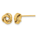 14K 8mm Polished Textured Love knot Post Earrings, 8 x 8.5 mm