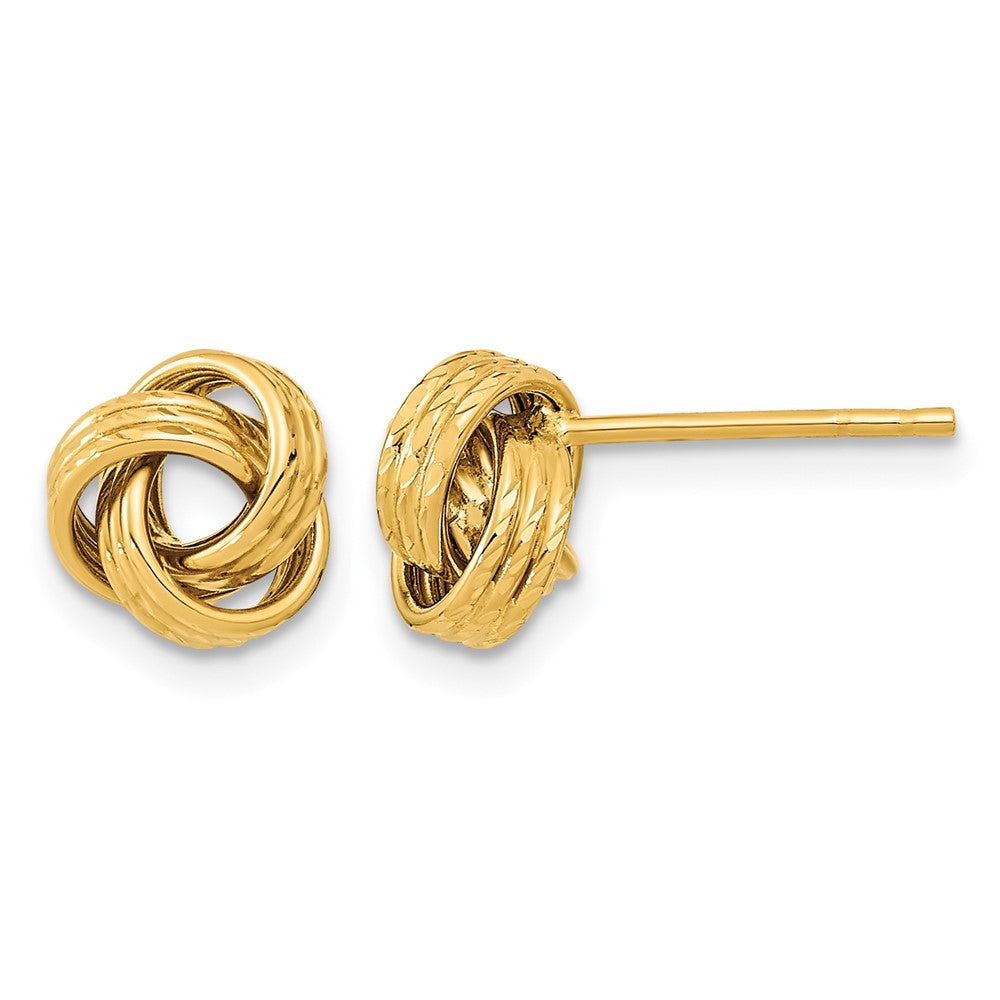 14K 8mm Polished Textured Love knot Post Earrings, 8 x 8.5 mm