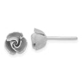 14k and White Rhodium Satin Finish D/C Rose Post Earrings with Yellow Gold Earring Backs, 7 x 7 mm