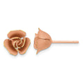 14k and Rose Rhodium Satin Finish Diamond-cut Rose Post Earrings, 9.2 x 9.2 mm