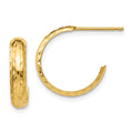 14k Diamond-cut 3mm J-Hoop Earrings, 15.5 x 3 mm