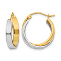 14k Two-tone Polished Double Hoop Earrings, 17.5 x 7 mm