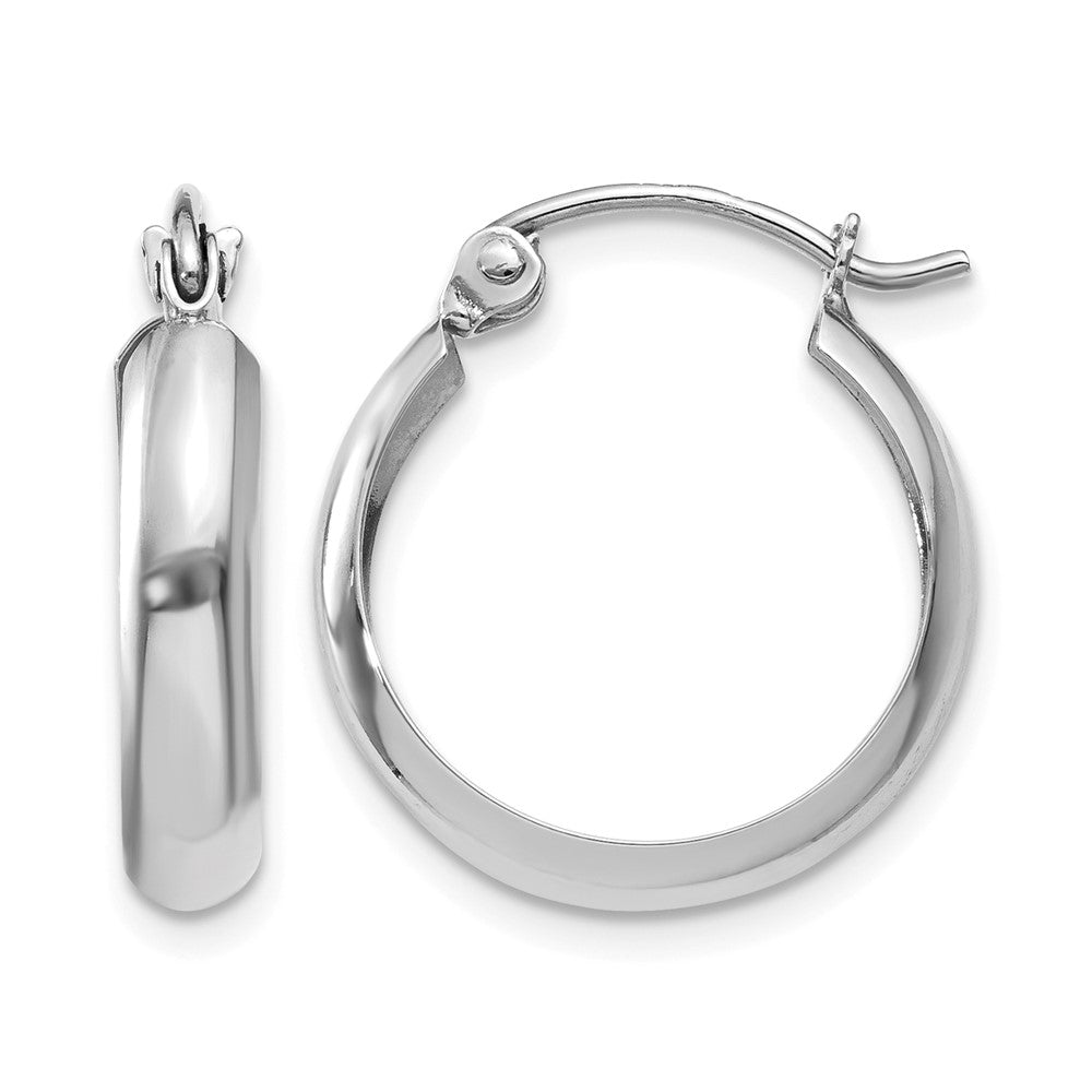 14k White Gold 3.5x14mm Polished Hoop Earrings, 14 x 3.5 mm