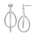 14k White Gold Polished Teardrop Dangle Post Earrings, 37 x 16 mm