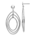 14k White Gold Graduated Ovals Dangle Post Earrings, 43 x 24 mm