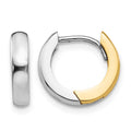 14k Two-tone 2.5mm Round Hinged Hoop Earrings, 7 x 2.5 mm