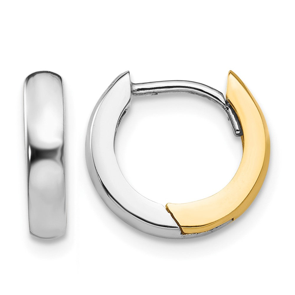 14k Two-tone 2.5mm Round Hinged Hoop Earrings, 7 x 2.5 mm